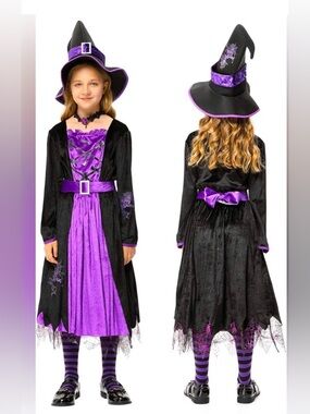 Fancy Purple Witch Girls COSTUME: Girls Size XL 10-12, witch costume